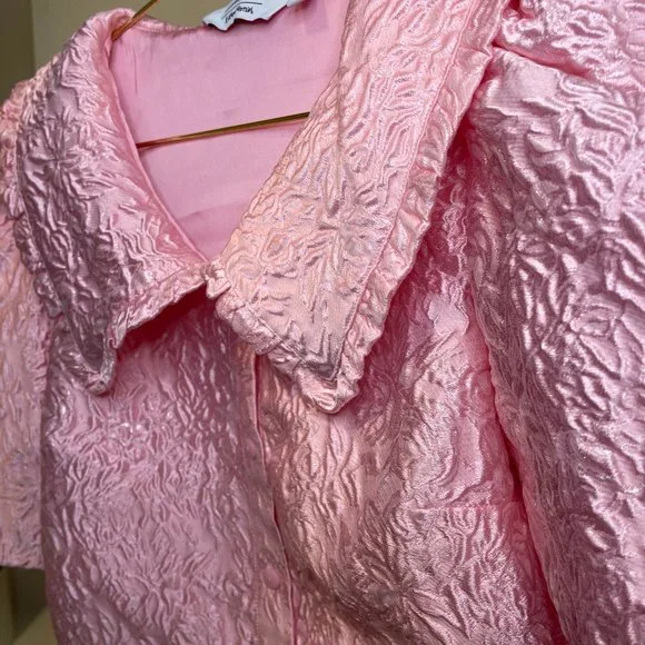 & Other Stories Textured Ruffle Collar Puff Sleeve Top - Picture 7 of 8